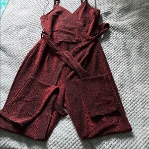 Mind Code Sparkling Burgundy Jumpsuit